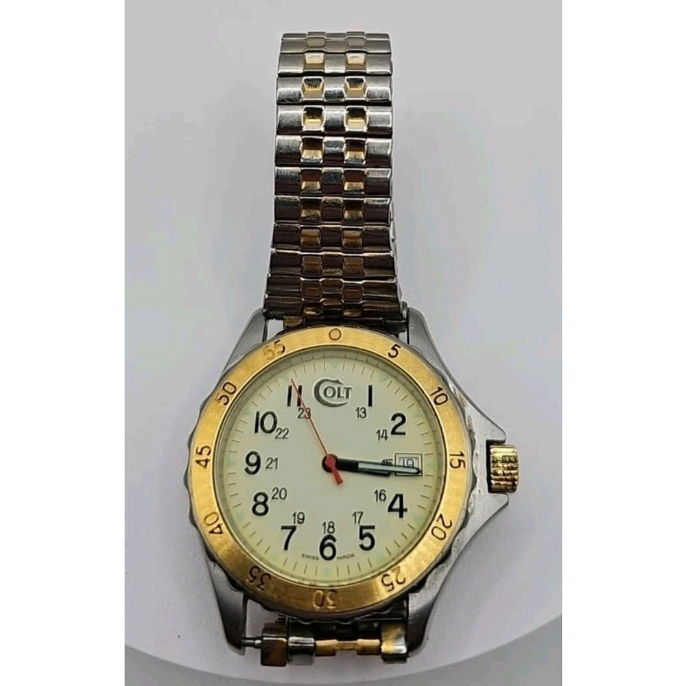 Vintage Men’s Swiss Colt Watch 0951055 Stainless Steel 24 Hour Date Rotate Bezel